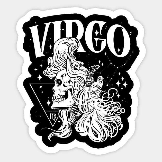 VIRGO Green Forest Witch Shirt Skull constellation Sticker by Juandamurai